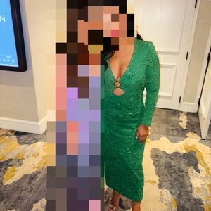 Elegant Green Long Sleeve Dress